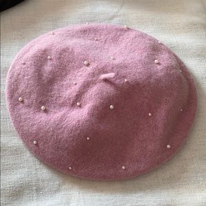Vintage Pink with Pearls Beret